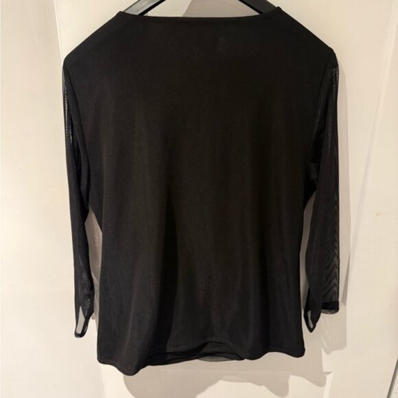 DKNY Black Sheer Sleeve Blouse - Picture 3 of 5